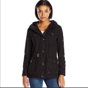 NWT Levi’s Hooded Military Jacket Drawstring Waist size L In Black